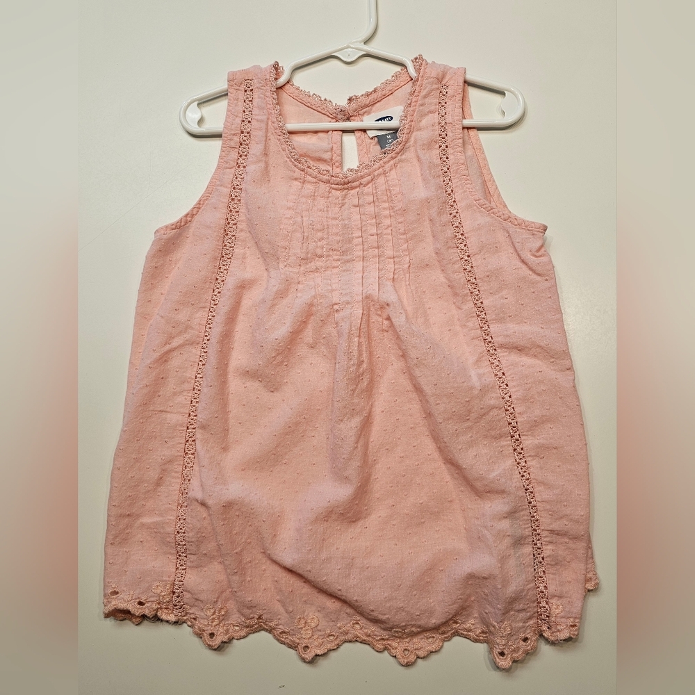 Girls Old Navy Size 8 Pink Sleeveless Top with Lace Trim
